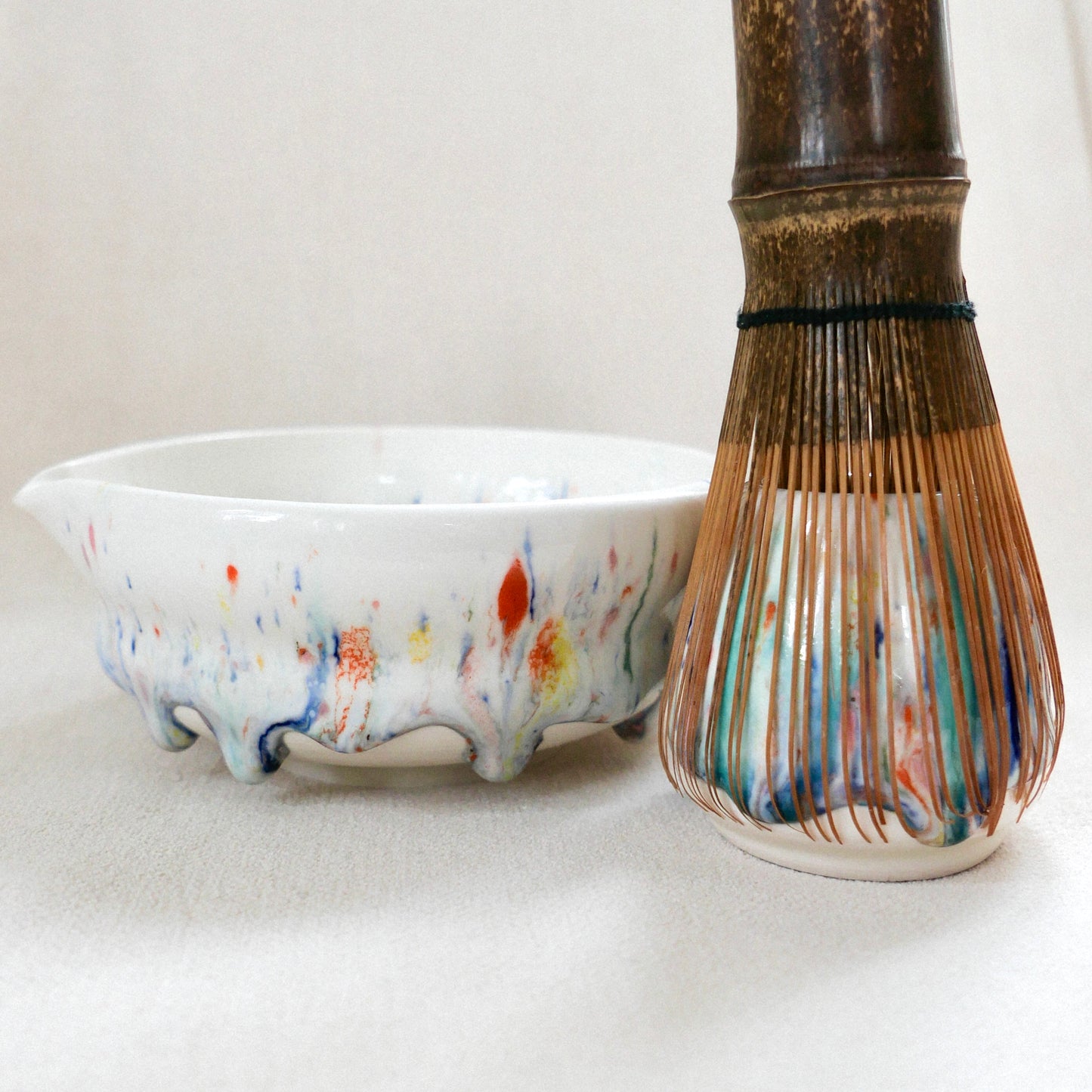 candy drip porcelain matcha set