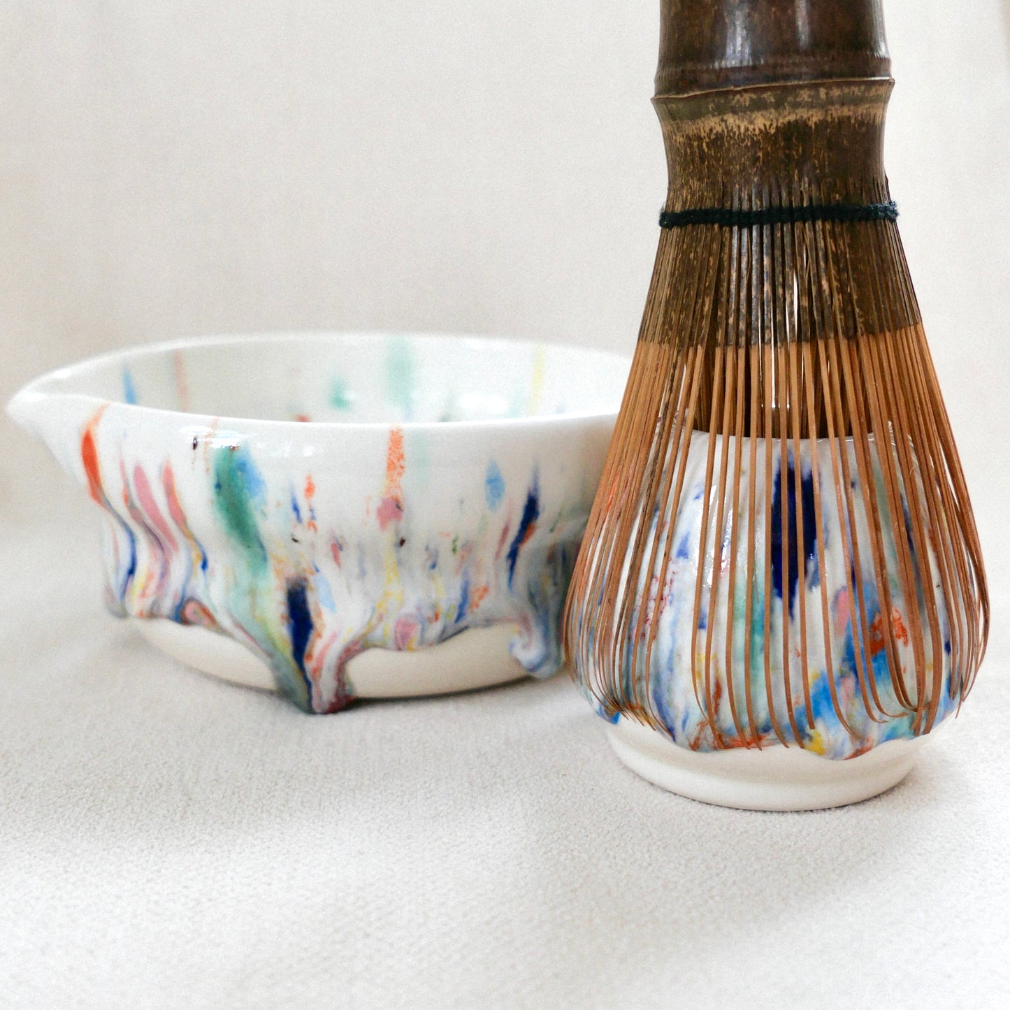 candy drip porcelain matcha set