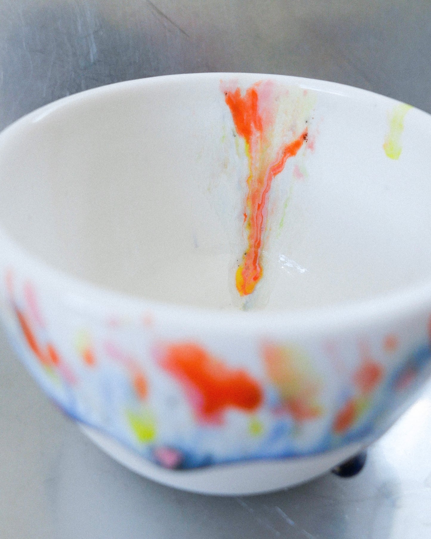blue drips porcelain barista mug