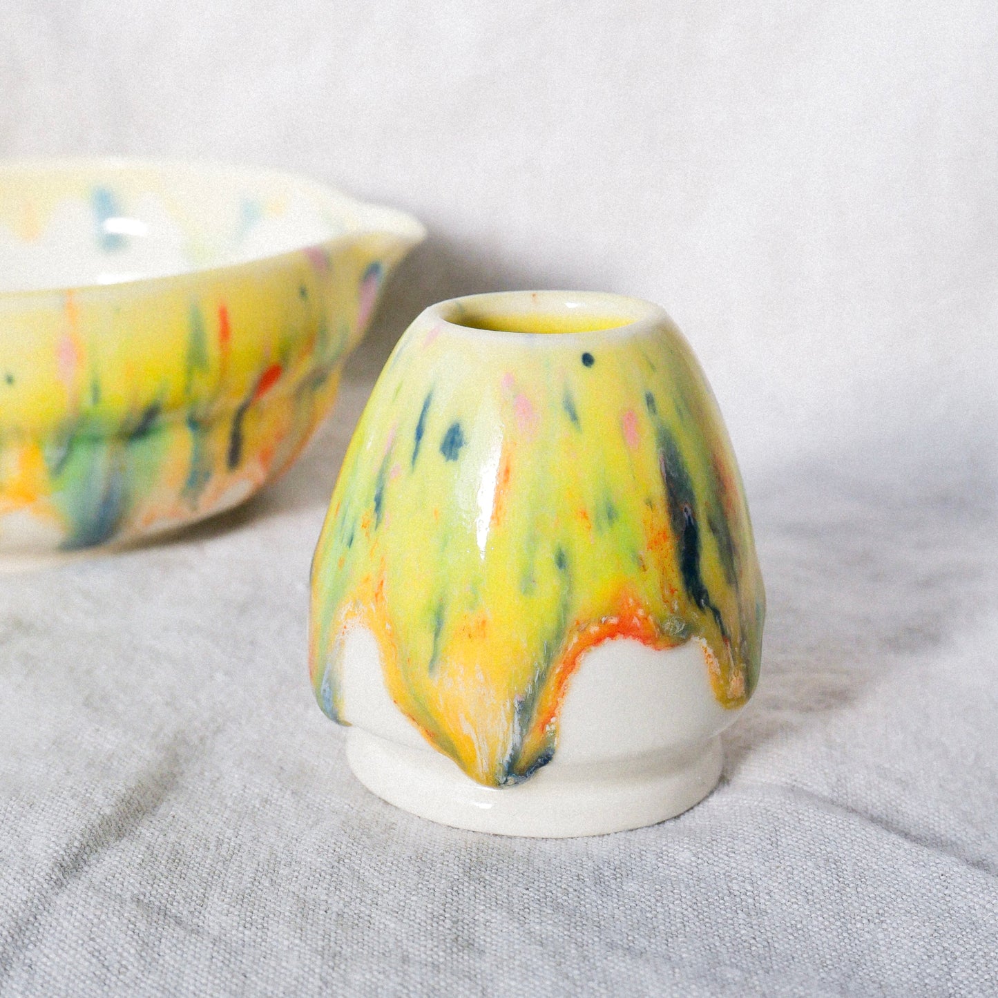 honey melon porcelain matcha set