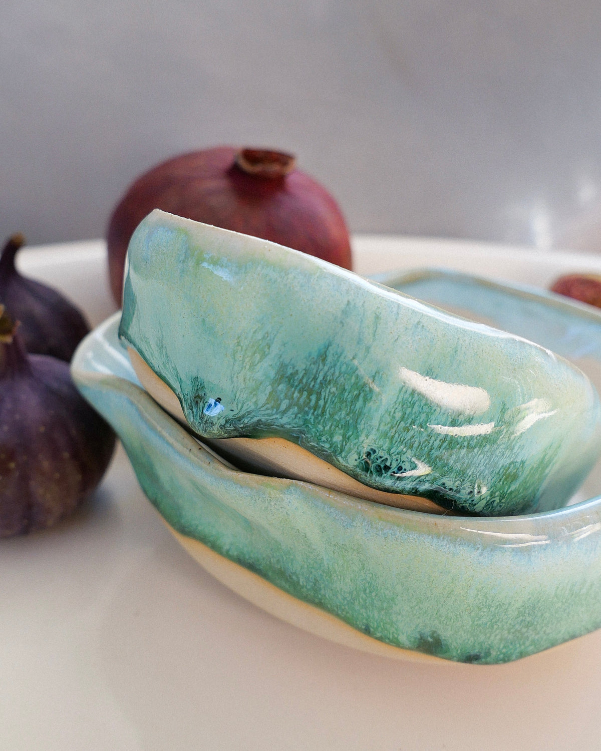 snack bowls set „oyster“ in green