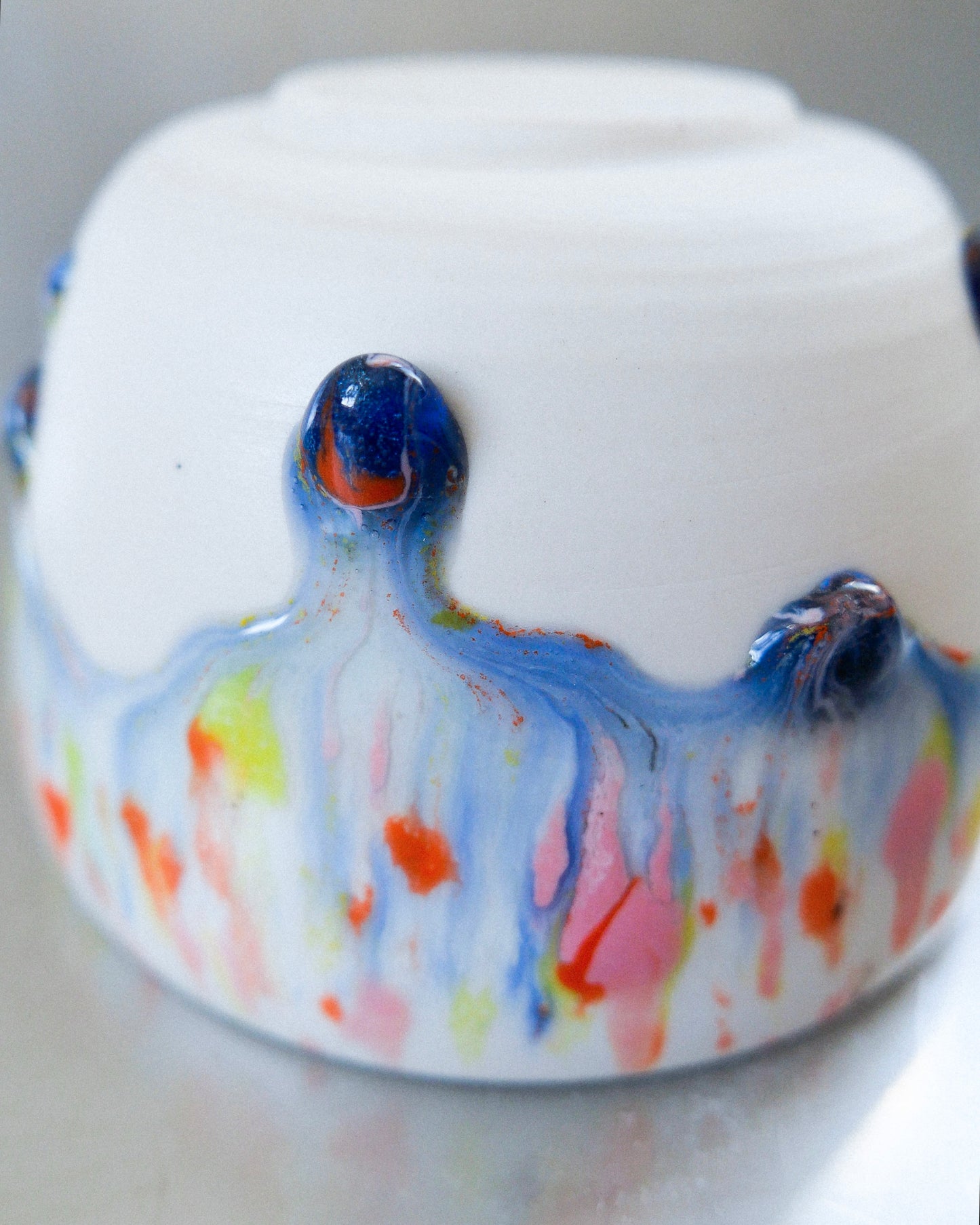 blue drips porcelain barista mug