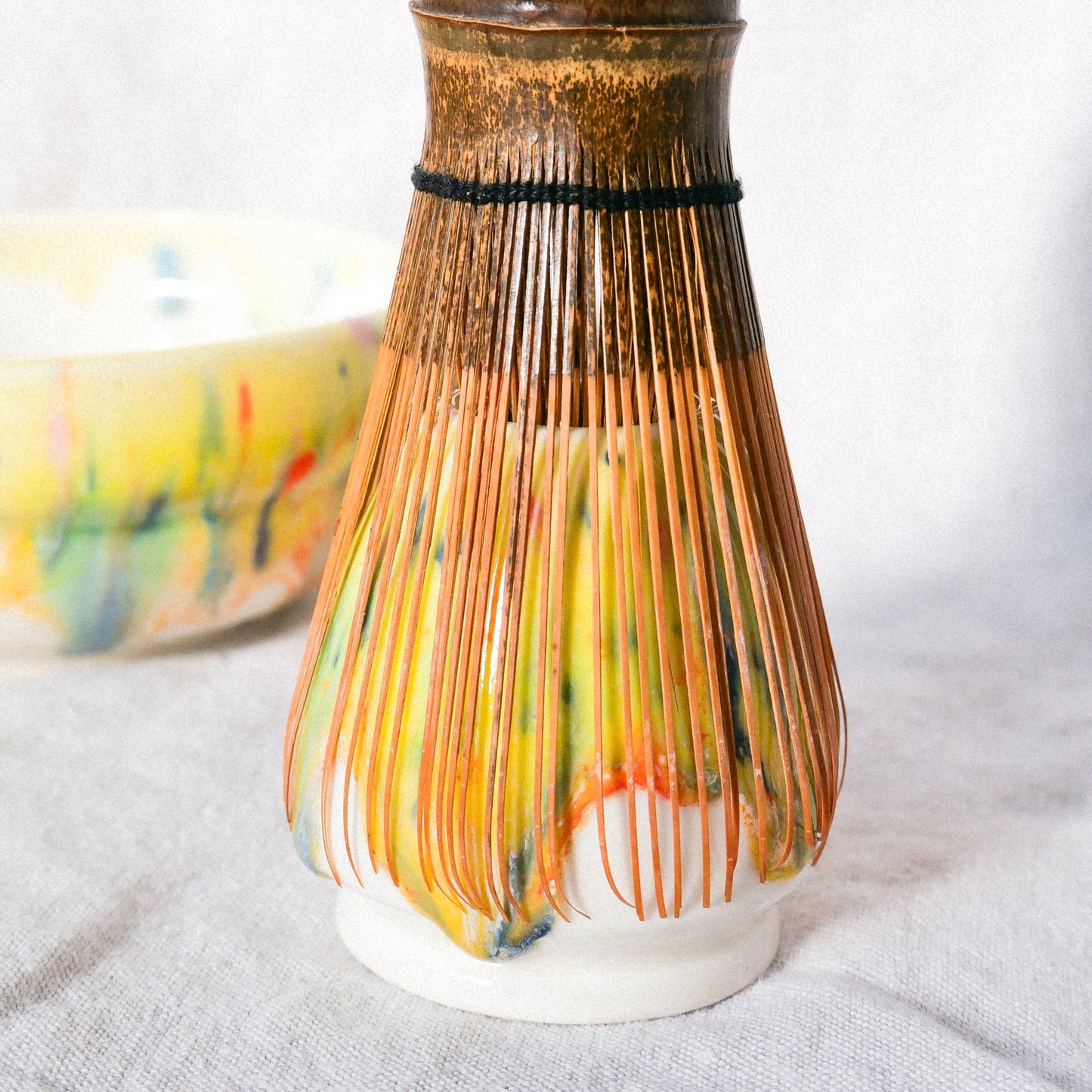 honey melon porcelain matcha set