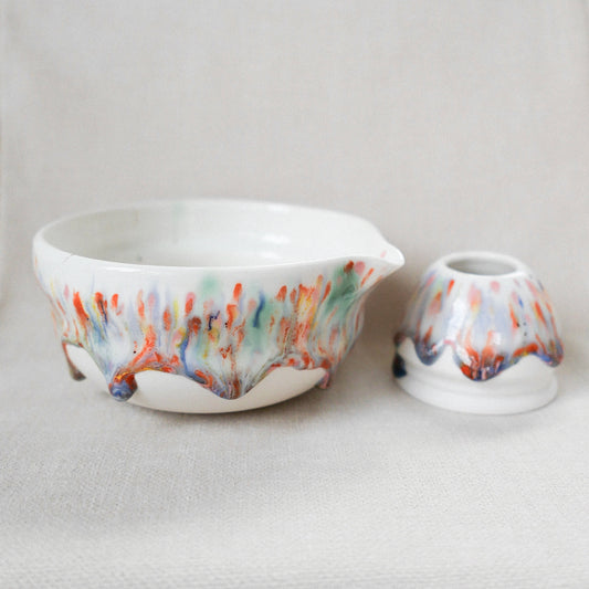 meadow lilac/orange porcelain matcha set
