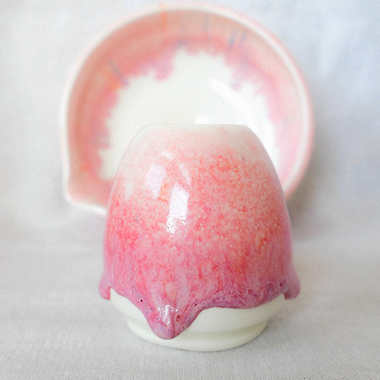 hot pink porcelain matcha set