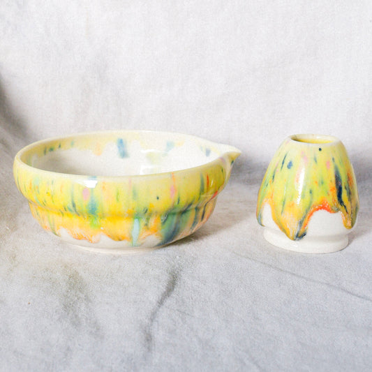 honey melon porcelain matcha set
