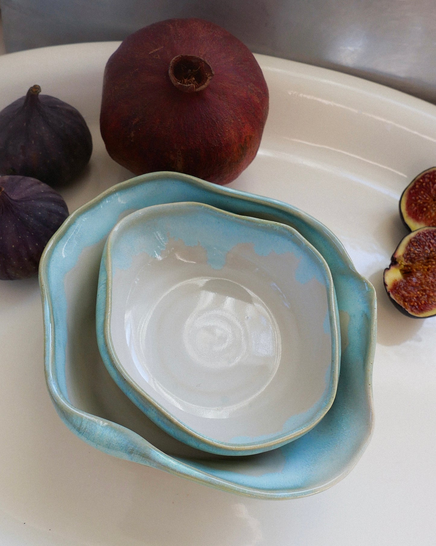 snack bowls set „oyster“ in green