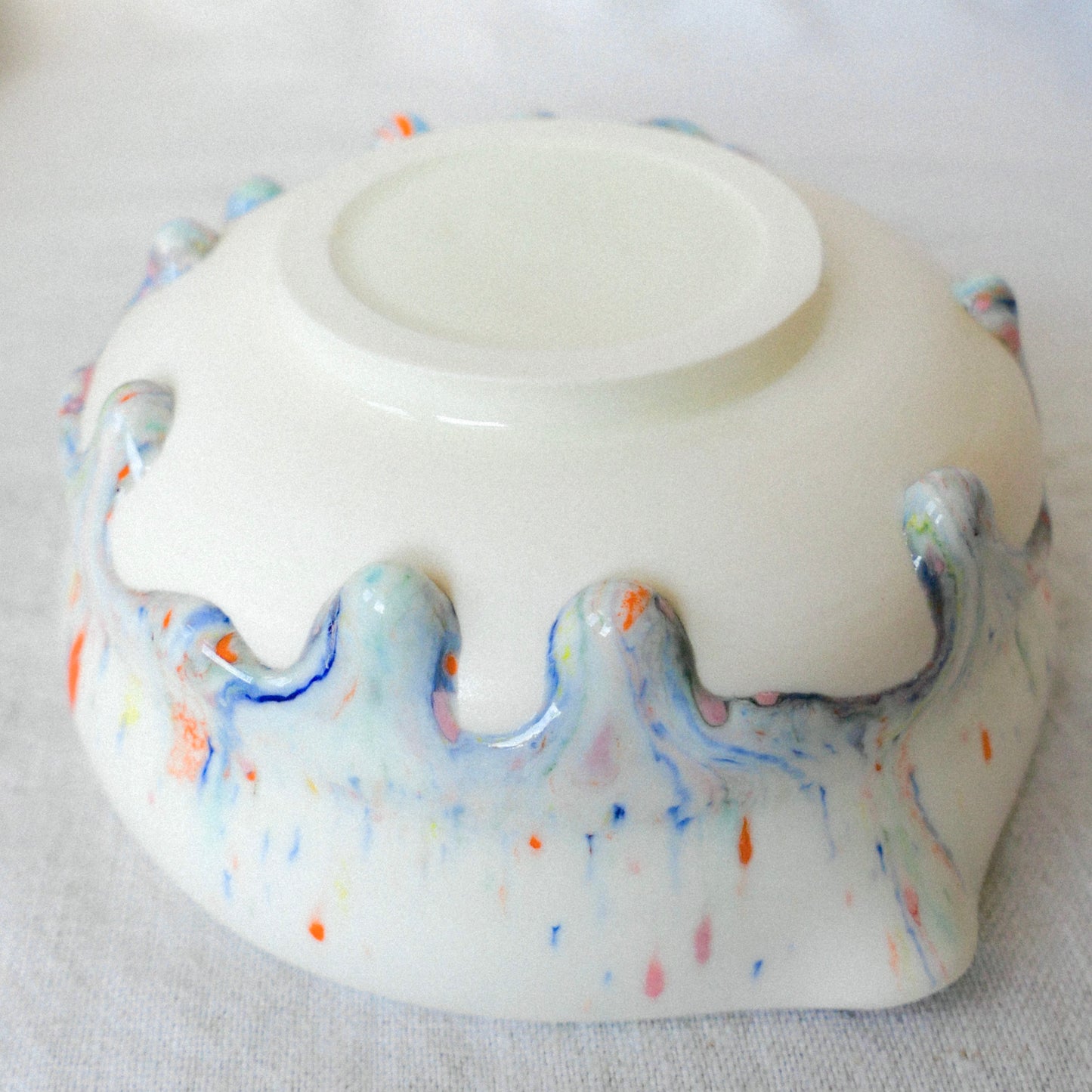 candy drip porcelain matcha bowl
