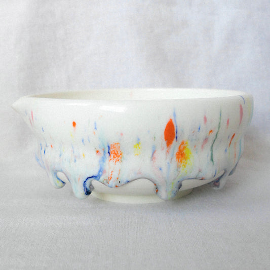 candy drip porcelain matcha bowl
