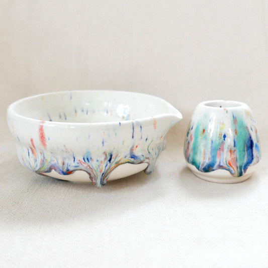 candy drip porcelain matcha set