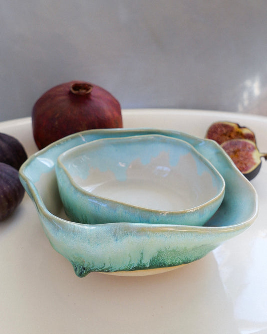 snack bowls set „oyster“ in green