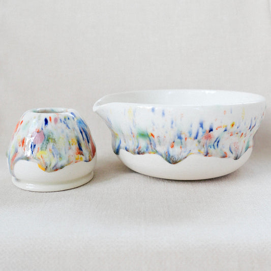 candy drip porcelain matcha set