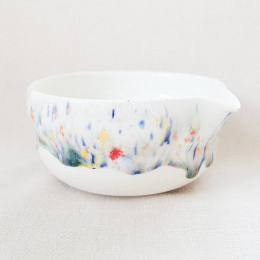candy drip porcelain matcha bowl