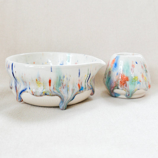 candy drip porcelain matcha set
