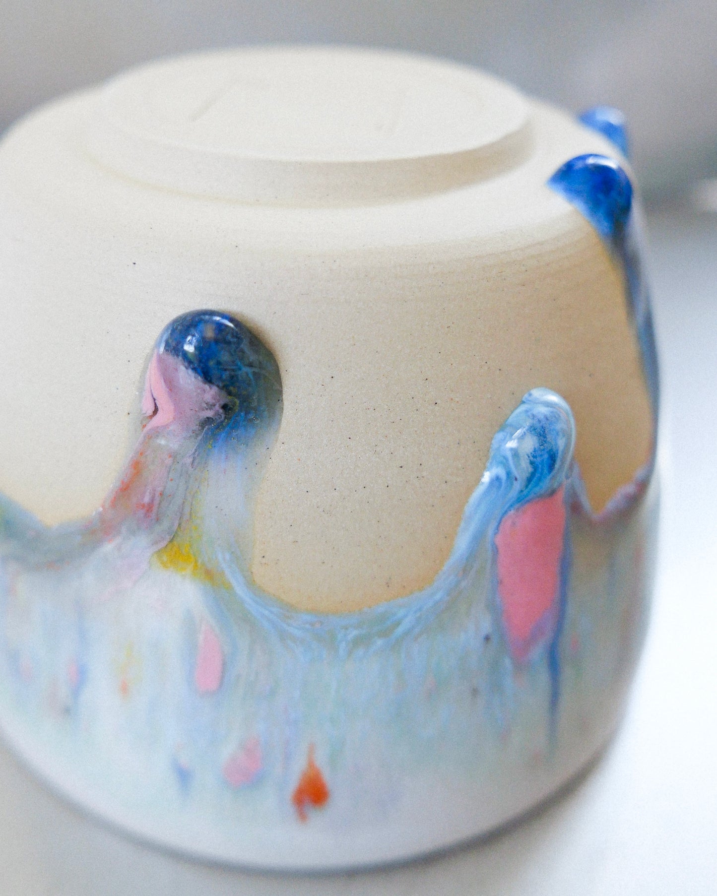 blue drips barista mug