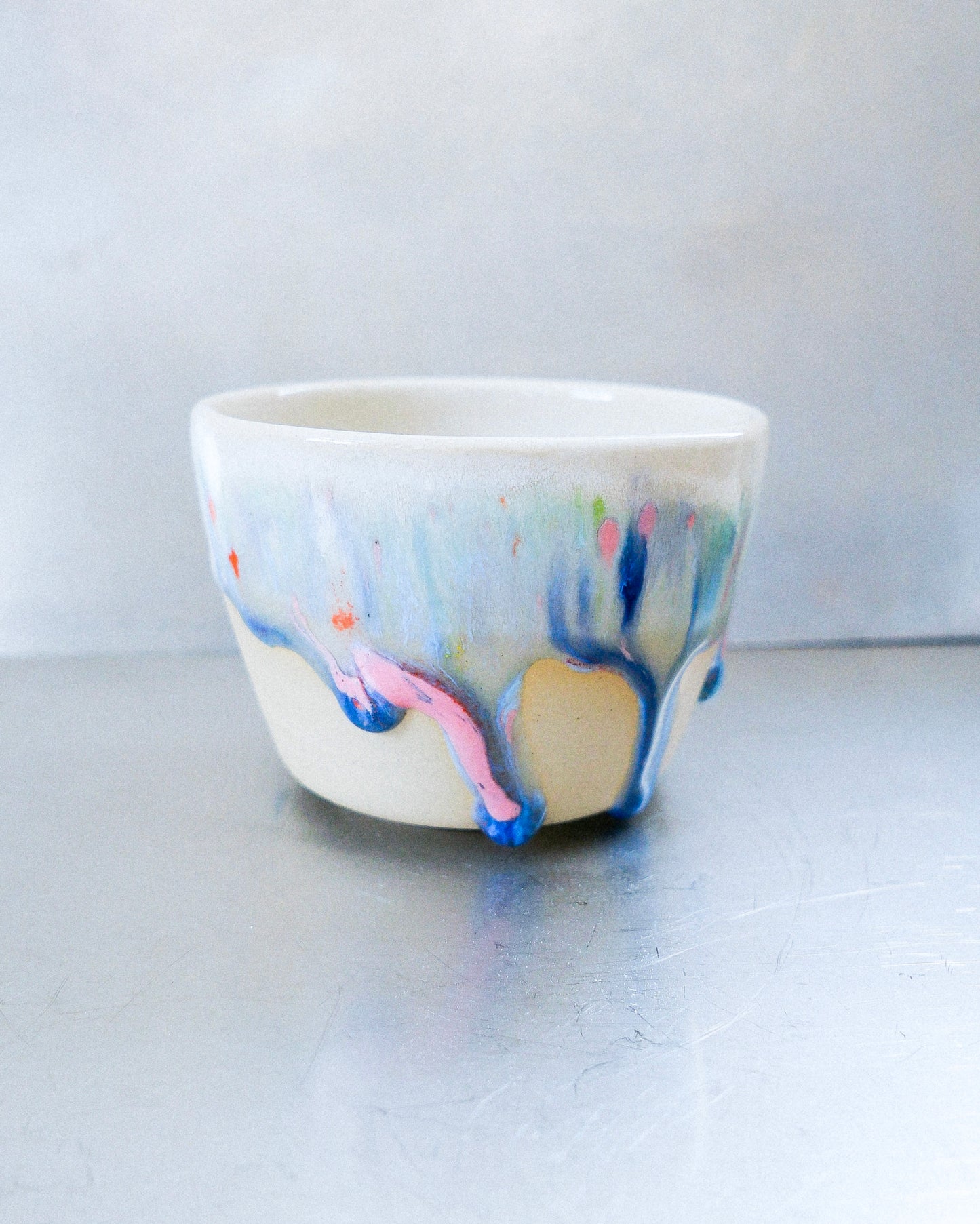 blue drips barista mug